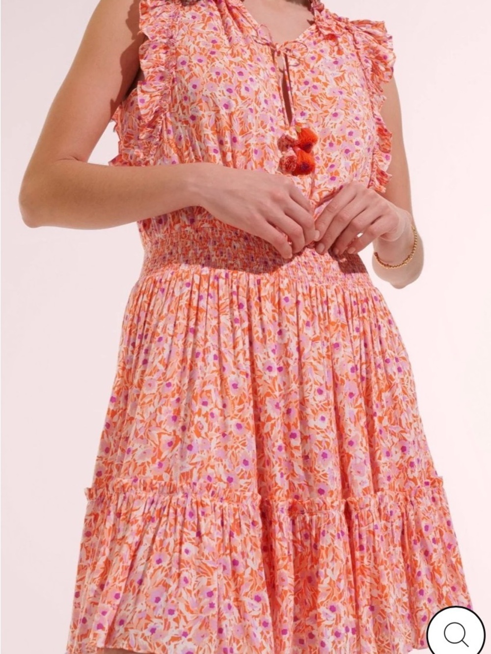 Poupette St. Barth Mini Dress Triny Ruffled orange Oceans Sz Sm